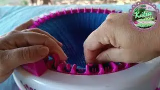 touca na máquina de tricô manual