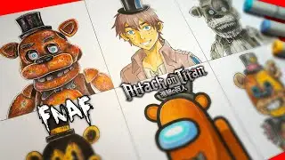 Drawing FREDDY in Different Anime, Manga & Game Styles (FNAF)