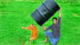 FULL GOAT COOKING IN A BARREL | Whole Lamb Cooking in a Barrel | Village Food