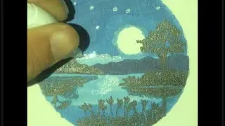 Blue Night Scenery | Drawing for Beginners #viralvideo #naturesart #tutorial