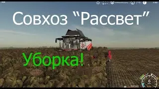 Совхоз Рассвет уборка 1. Прохождение FS19.