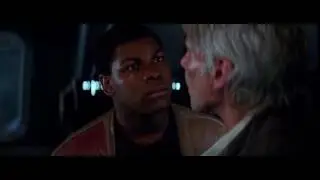 Finn trying to come up with a plan with Han Solo distracting him