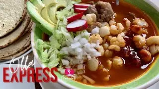 🇲🇽🌽Receta de POZOLE ROJO en Olla Express | Receta pozole en INSTANT POT