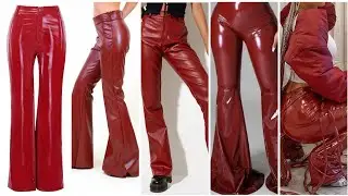 Latest trend for ladies of latex red pants and leggings design
