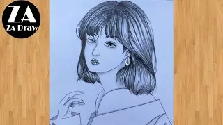 how to draw pretty girl with short hair step by step || easy drawing Pencil