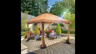 Outdoor Pop Up Gazebo Canopy with Mosquito Netting and Solar LED Light for Party, Outdoor Activity