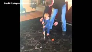 Wayne Gretzky teaches grandson to stick handle