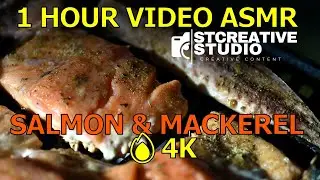 1 Hour ASMR Fish on the Grill 🐟 Sizzling Salmon & Mackerel | Relaxing BBQ  4K