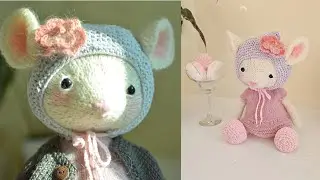 Knitted big mouse - вязаные спицами большую мышонок.