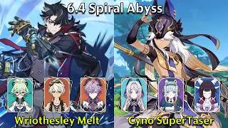 C0 Wriothesley Melt & C1 Cyno SuperTaser - Genshin Impact 6.4 Spiral Abyss Full Clear
