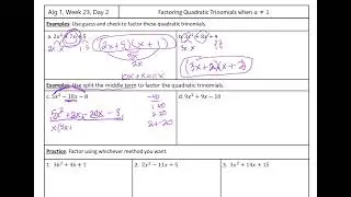 Factoring Trinomials - Guess and Check - Split the Middle Term