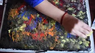 how to make abstract painting easily/abstract painting demo 1/trick painting