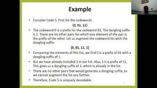Test for Uniquely Decodable Codes  & Prefix Codes in data compression