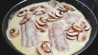 Salmon with Mushrooms in Creamy Buttery Sauce. Quick, easy and so delicious!