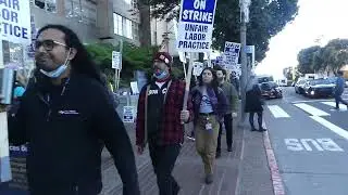 Strike picket line at UCSF Parnassus in the Inner Sunset, San Francisco