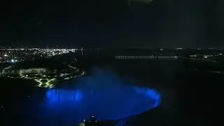 Niagara falls night lights timelapse view from Canada side.