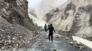 Catching a Rock Slide While Clearing Rocks on the Road