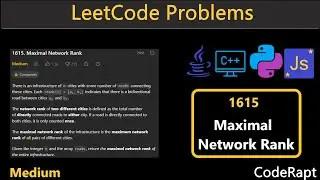 Maximal Network Rank | Leetcode Q.1615 | Python | C++ | Java | JS | Leetcode Daily Challenges