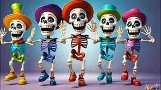 Wheels On The Bus With Five Skeletons | Five Skeleton Dancing On Spooky Bus | BbToons Scary Rhymes