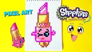 SHOPKINS pomade  PIXEL ART HOW TO DRAW ! Шопкинс помадка РИСУЕМ ПО КЛЕТОЧКАМ !Handmade Pixel Art