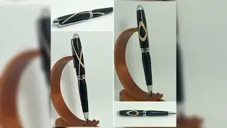 Tornitura penna in legno di ebano della Tanzania (direttamente da Zanzibar) con inserti in acero