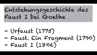 Faust, Entstehung, Goethe, Urfaust, Faust Fragment, Faust I