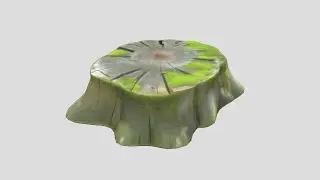 Tree Stump Mossy 2 - low poly PBR 3d model