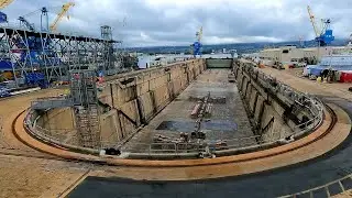 Dry Dock Flooding for Docking Operations at Pearl Harbor 