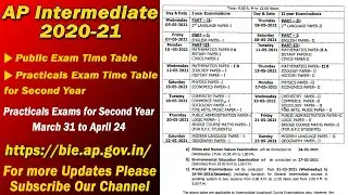 Andhra Pradesh 2020-21 Intermediate Public Exam Time Table | BIEAP 2020