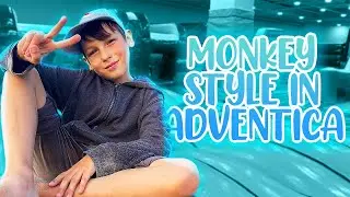 Challenge of Adventica monkey bars. Armandas monkey style. Adventure for kids