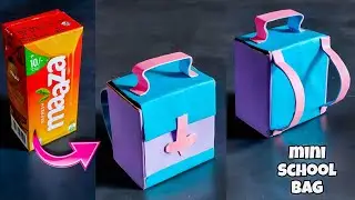 How to make Miniature Bag from Tetra Pack | Mini bags  | best out of crafts | school supplies diy