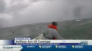 Boaters selflessly jump into action to save people on capsized houseboat