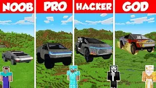 Tesla CyberTruck Build Battle Challenge - Noob vs Pro vs Hacker vs God - Minecraft Animation