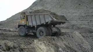Soviet dozer tractor T-170 & BelAZ dump truck