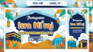 FREE CDR - Desain Banner Isra Miraj Nabi Muhammad SAW Terbaru Cartoon Style CorelDRAW X7 #asifbaart