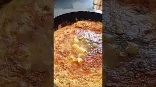 Finishing a spanish omelet with a heat gun