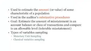 Variables Sampling in Auditing