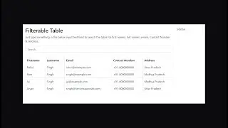 Filterable Table Bootstrap || Bootstrap Table Search Filter Free Download