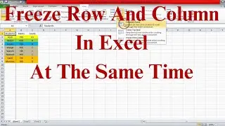 Freeze Row And Column In Excel At The Same Time