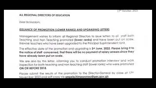 Official release: Director-General directed regional directors to issue promotion letters