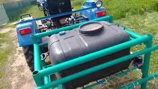 Самодельный опрыскиватель до мини трактора 10 форсунок на одном аккумуляторном насосе