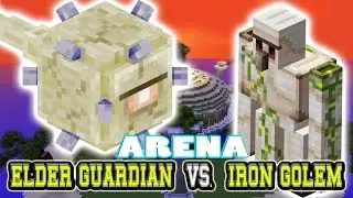 Minecraft Arena Battle ELDER GUARDIAN vs IRON GOLEM - MOB BATTLE