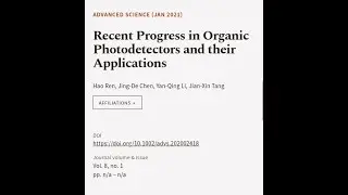 Recent Progress in Organic Photodetectors and their Applications | RTCL.TV