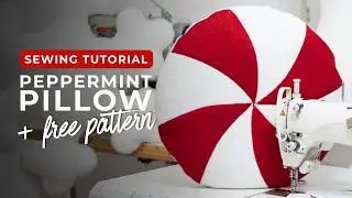 Peppermint Pillow DIY Tutorial + FREE Sewing Pattern | Easy Christmas Decor Sewing Project