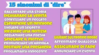 15 synonyms of the verb to say, expand your lexicon in Italian, don't repeat 