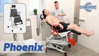 Sedia Phoenix da doccia per trasferimento e igiene - Regolazione elettrica dell'altezza