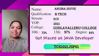 Congratulations Aruna Divve placed as Java developer