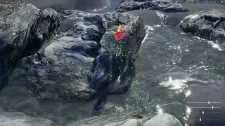 Mesh distance field repels Water in Unreal Engine, NinjaLIVE 2.0 pre-alpha