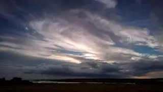 Stormy sky floating past.