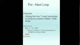 For Next Loop - Excel VBA